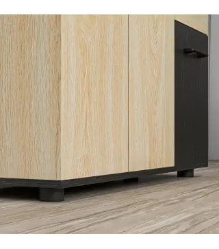 Aparador de Salón Estrecho con 2 Puertas 2 Cajones Estante Ajustable 90x30x75,5 cm Natural y Negro