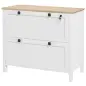 Mueble Archivador con 2 Cajones 2 Barras Colgantes Cerradura y 2 Llaves para Tamaño A4 79x40x72 cm Blanco y Roble
