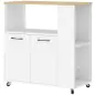 Carrito de Cocina con Ruedas 2 Puertas Estante Ajustable Especieros para Comedor 75x40x80,5 cm Blanco Carrito de Cocina con Ruedas 2 Puertas Estante Ajustable Especieros para Comedor 75x40x80,5 cm Blanco