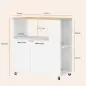 Carrito de Cocina con Ruedas 2 Puertas Estante Ajustable Especieros para Comedor 75x40x80,5 cm Blanco Carrito de Cocina con Ruedas 2 Puertas Estante Ajustable Especieros para Comedor 75x40x80,5 cm Blanco