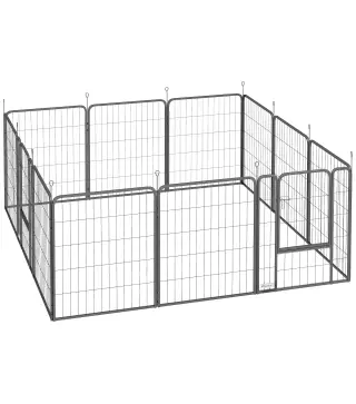 Parque para Perros de 12 Paneles 68x80 cm Corral Plegable para Perros Medianos con Puertas y Cierre Negro