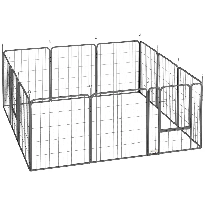 Parque para Perros de 12 Paneles 68x80 cm Corral Plegable para Perros Medianos con Puertas y Cierre Negro
