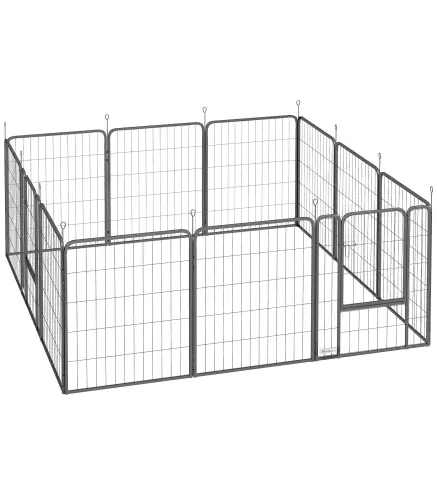 Parque para Perros de 12 Paneles 68x80 cm Corral Plegable para Perros Medianos con Puertas y Cierre Negro