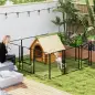 Parque para Perros de 12 Paneles 68x80 cm Corral Plegable para Perros Medianos con Puertas y Cierre Negro