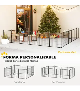 Parque para Perros de 12 Paneles 68x80 cm Corral Plegable para Perros Medianos con Puertas y Cierre Negro