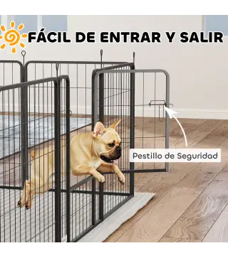 Parque para Perros de 12 Paneles 68x80 cm Corral Plegable para Perros Medianos con Puertas y Cierre Negro