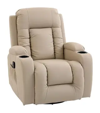 Sillón de Masaje Giratorio Sillón Relax Reclinable con 8 Puntos de Masaje Función de Calefacción 82x99x103 cm Crema