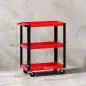 Carro de Herramientas con 3 Estantes Ruedas y Asas para Garaje Mecánico Hogar Carga 120 kg Rojo y Negro