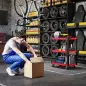 Carro de Herramientas con 3 Estantes Ruedas y Asas para Garaje Mecánico Hogar Carga 120 kg Rojo y Negro
