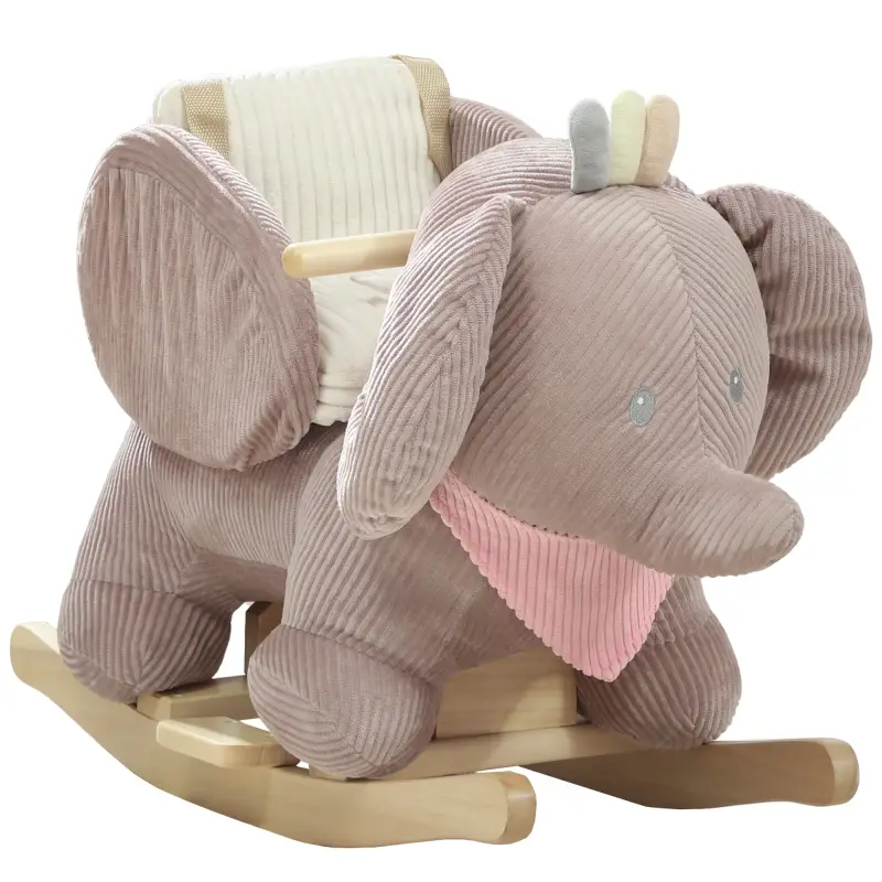 Caballito Balancín para Bebés con Sonido de Elefante y Cinturón de Seguridad de 3 Puntos Base de Madera Marrón Caballito Balancín para Bebés con Sonido de Elefante y Cinturón de Seguridad de 3 Puntos Base de Madera Marrón