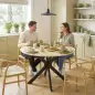 Mesa de Cocina Plegable Redonda para 2-6 Personas con Ala Abatible Marco de Acero Doble X Ø110x76 cm Natural Mesa de Cocina Plegable Redonda para 2-6 Personas con Ala Abatible Marco de Acero Doble X Ø110x76 cm Natural