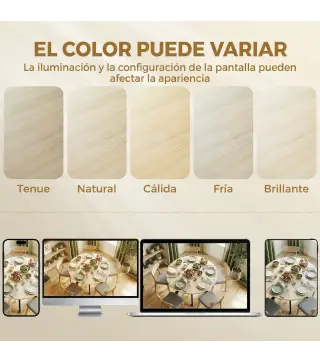 Mesa de Cocina Plegable Redonda para 2-6 Personas con Ala Abatible Marco de Acero Doble X Ø110x76 cm Natural