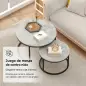 Juego de 2 Mesas de Centro Mesas Nido Moderna Mesitas Auxiliares Redondas Efecto Mármol Marco de Metal Gris Juego de 2 Mesas de Centro Mesas Nido Moderna Mesitas Auxiliares Redondas Efecto Mármol Marco de Metal Gris