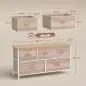 Cómoda con 5 Cajones de Tela Cómoda para Dormitorio Marco de Metal Cajonera para Salón Oficina Natural y Blanco Cómoda con 5 Cajones de Tela Cómoda para Dormitorio Marco de Metal Cajonera para Salón Oficina Natural y Blanco