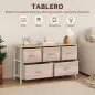 Cómoda con 5 Cajones de Tela Cómoda para Dormitorio Marco de Metal Cajonera para Salón Oficina Natural y Blanco Cómoda con 5 Cajones de Tela Cómoda para Dormitorio Marco de Metal Cajonera para Salón Oficina Natural y Blanco