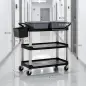 Carro de Limpieza con Ruedas con 3 Estantes 2 Contenedores y Cubo Lateral Colgante Carga 100 kg Negro