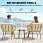 Conjunto de Jardín Exterior de 3 Piezas de Ratán PE 2 Sillas con Cojines Suaves y Mesa de Vidrio Templado Caqui Conjunto de Jardín Exterior de 3 Piezas de Ratán PE 2 Sillas con Cojines Suaves y Mesa de Vidrio Templado Caqui