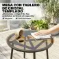 Conjunto de Jardín Exterior de 3 Piezas de Ratán PE 2 Sillas con Cojines Suaves y Mesa de Vidrio Templado Caqui Conjunto de Jardín Exterior de 3 Piezas de Ratán PE 2 Sillas con Cojines Suaves y Mesa de Vidrio Templado Caqui