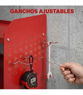 Organizador de Herramientas de Jardín Estante de Almacenamiento de Pared de 2 Niveles para Garaje con Bandeja y Ganchos