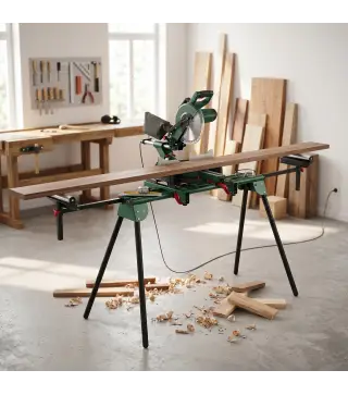 Soporte Sierra Ingletadora Universal con Rodillos Extensibles 94-195 cm Ajustable y Plegable Carga 150 kg Verde