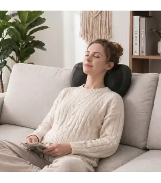 Cojín de Masaje Shiatsu con Calor y 4 Nodos Amasado Giratorio 3D Alivio de la Fatiga Muscular para Mujer y Hombre
