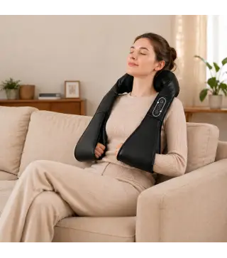 Masajeador Cervical y Espalda con Calor y 8 Nodos Shiatsu 3 Intensidades de Amasamiento 3D Negro