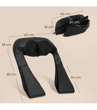 Masajeador Cervical y Espalda con Calor y 8 Nodos Shiatsu 3 Intensidades de Amasamiento 3D Negro