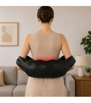Masajeador Cervical y Espalda con Calor y 8 Nodos Shiatsu 3 Intensidades de Amasamiento 3D Negro