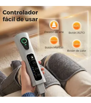 Masajeador de Piernas con Calor y Compresión 3 Modos Automáticos y 3 Intensidades Gris