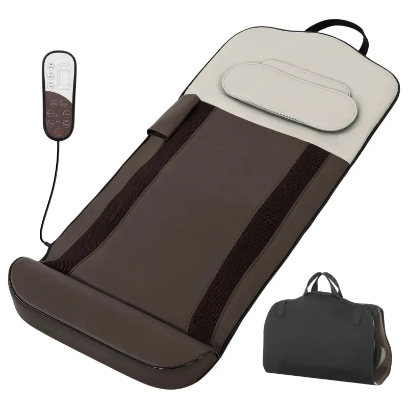 Colchón de Masaje Plegable con Calefacción Compresión de Aire 4 Modos 3 Intensidades Apagado Automático Marrón Colchón de Masaje Plegable con Calefacción Compresión de Aire 4 Modos 3 Intensidades Apagado Automático Marrón