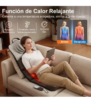 Colchón de Masaje Cuerpo Completo Plegable con Calefacción Compresión de Aire 4 Modos 3 Intensidades Apagado Automático