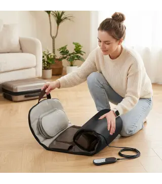 Colchón de Masaje Cuerpo Completo Plegable con Calefacción Compresión de Aire 4 Modos 3 Intensidades Apagado Automático