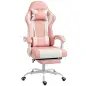 Silla Gamer con Lumbar Masaje Vibración Reclinable 155° Altura Ajustable Reposacabezas y Reposapiés Retráctil Rosa