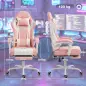 Silla Gamer con Lumbar Masaje Vibración Reclinable 155° Altura Ajustable Reposacabezas y Reposapiés Retráctil Rosa
