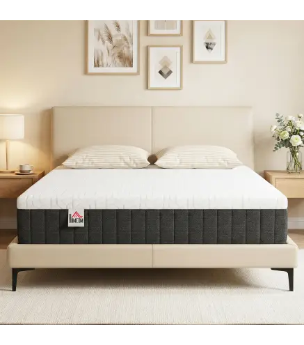 Colchón 190x135 cm Grosor 25 cm Colchón Viscoelástico de Muelles Ensacados de 7 Zonas Firmeza Media Funda Lavable