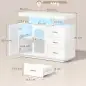 Aparador con LED RGB de 7 Colores Tomas Puertos USB 3 Cajones Estantes Abiertos 2 Puertas Blanco Brillante 100x35x80 cm