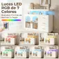 Aparador con LED RGB de 7 Colores Tomas Puertos USB 3 Cajones Estantes Abiertos 2 Puertas Blanco Brillante 100x35x80 cm