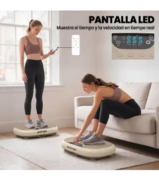 Plataforma Vibratoria con 20 Niveles de Velocidad 3 Programas Pantalla LED Control Remoto para Hacer Ejercicio en Casa