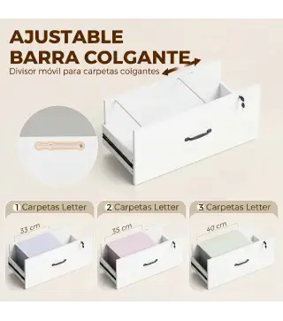 Mueble Archivador con Estantería 2 Cajones Encimera para Impresora Cerradura para A4 Letter Legal Blanco