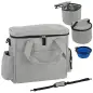 Transportín para Perros Bolsa de Premios con 2 Contenedores de Pienso y Cuenco Plegable Bolsillos, Gris Claro Transportín para Perros Bolsa de Premios con 2 Contenedores de Pienso y Cuenco Plegable Bolsillos, Gris Claro
