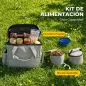 Transportín para Perros Bolsa de Premios con 2 Contenedores de Pienso y Cuenco Plegable Bolsillos, Gris Claro Transportín para Perros Bolsa de Premios con 2 Contenedores de Pienso y Cuenco Plegable Bolsillos, Gris Claro