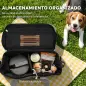 Transportín para Perros Bolsa de Premios con 2 Contenedores de Pienso y Cuenco Plegable Bolsillos, Gris Claro Transportín para Perros Bolsa de Premios con 2 Contenedores de Pienso y Cuenco Plegable Bolsillos, Gris Claro