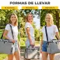 Transportín para Perros Bolsa de Premios con 2 Contenedores de Pienso y Cuenco Plegable Bolsillos, Gris Claro Transportín para Perros Bolsa de Premios con 2 Contenedores de Pienso y Cuenco Plegable Bolsillos, Gris Claro