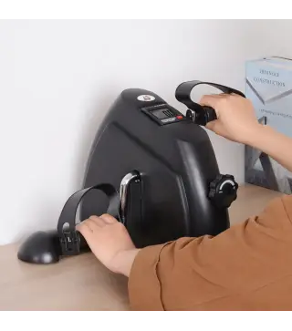 Minibicicleta Estática Pedalier de Metal Aparato de Ejercicios 2 en 1 Brazos y Piernas Resistencia Ajustable Pantalla LCD para l