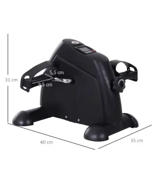 Minibicicleta Estática Pedalier de Metal Aparato de Ejercicios 2 en 1 Brazos y Piernas Resistencia Ajustable Pantalla LCD para l
