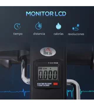Minibicicleta Estática Pedalier de Metal Aparato de Ejercicios 2 en 1 Brazos y Piernas Resistencia Ajustable Pantalla LCD para l