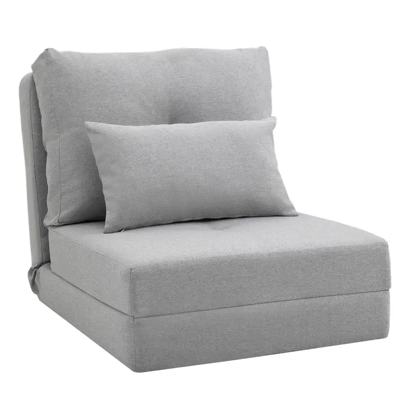 Sofá Cama Individual Plegable Sofá Cama Tapizado en Lino con Respaldo Ajustable 5 Posiciones 1 Almohada Gris Claro Sofá Cama Individual Plegable Sofá Cama Tapizado en Lino con Respaldo Ajustable 5 Posiciones 1 Almohada Gris Claro