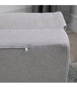 Sofá Cama Individual Plegable Sofá Cama Tapizado en Lino con Respaldo Ajustable 5 Posiciones 1 Almohada Gris Claro