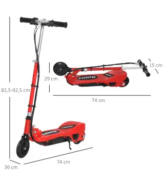 Patinete Eléctrico para Niños de +7 Años Scooter Plegable con Altura Ajustable Batería Recargable 24V Velocidad hasta 12 km/h y