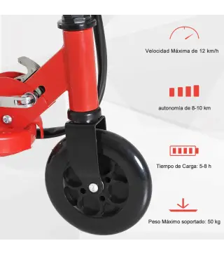 Patinete Eléctrico para Niños de +7 Años Scooter Plegable con Altura Ajustable Batería Recargable 24V Velocidad hasta 12 km/h y